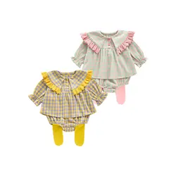 Ensemble de vêtements à carreaux pour bébé fille, 2 pièces, body et Leggings, nouvelle collection automne 