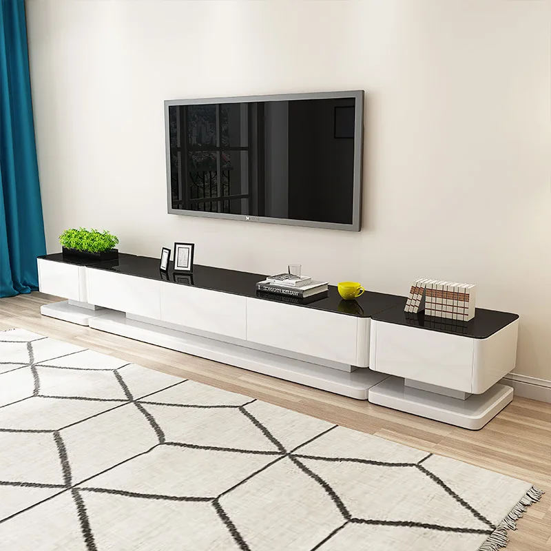 

Modern Minimalist Black And White Series Teapoy Table TV Cabinet Sideboard Combination Set of Living Room Furniture Combination