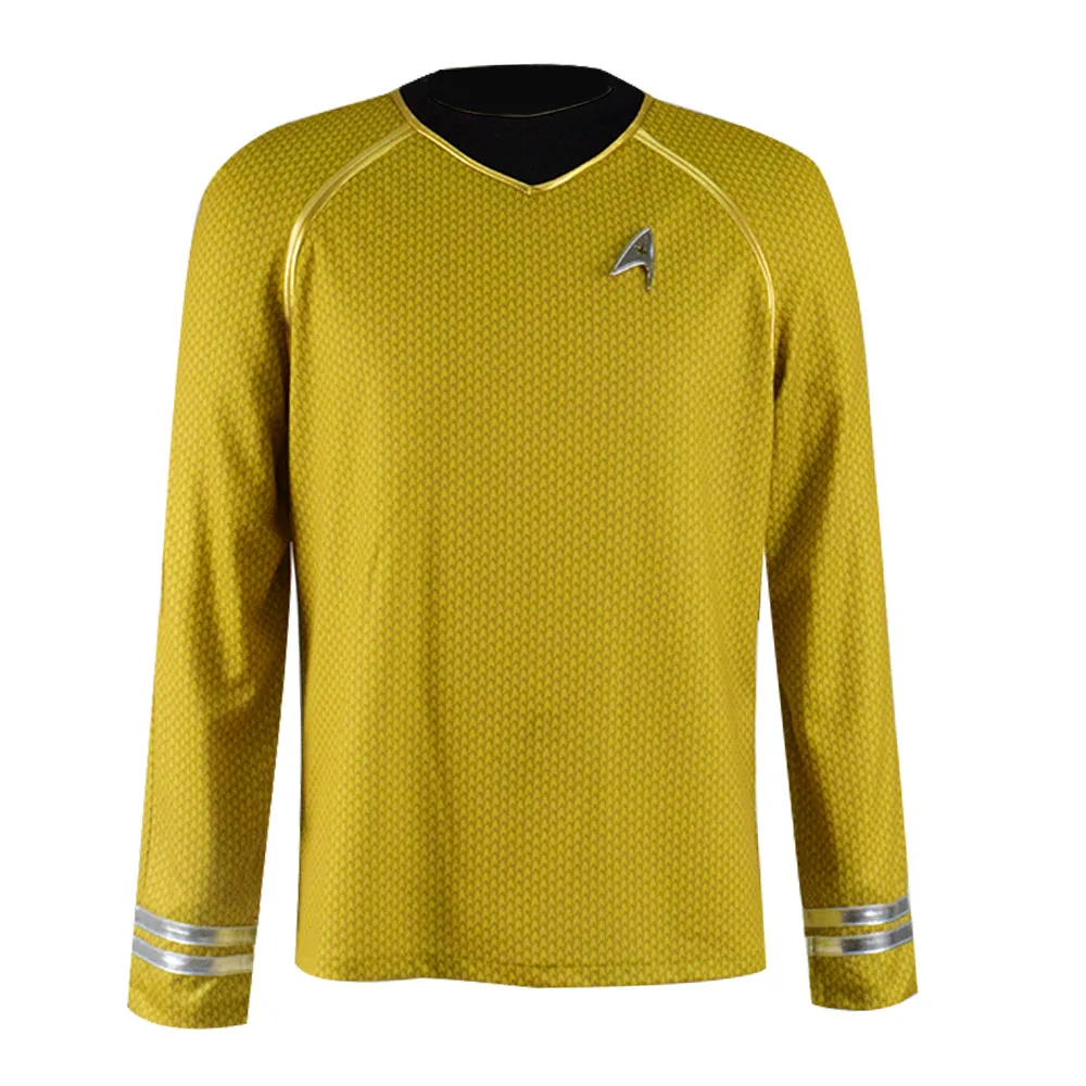 

CosDaddy Captain Uniform James Tiberius Kirk Cosplay Costume Yellow Uniform Men T-shirt Sweatshirt Costume
