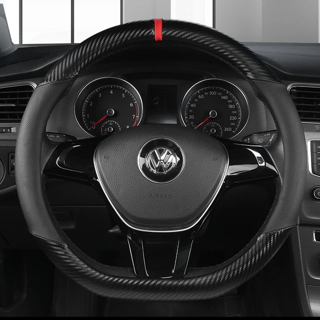 Carbon Fibre+Leather Car Steering Wheel Cover For VW GOLF 7 2015 POLO JATTA Passat Tiguan For Nissan Qashqai J11 X-trail T32 BLACK D TYPE