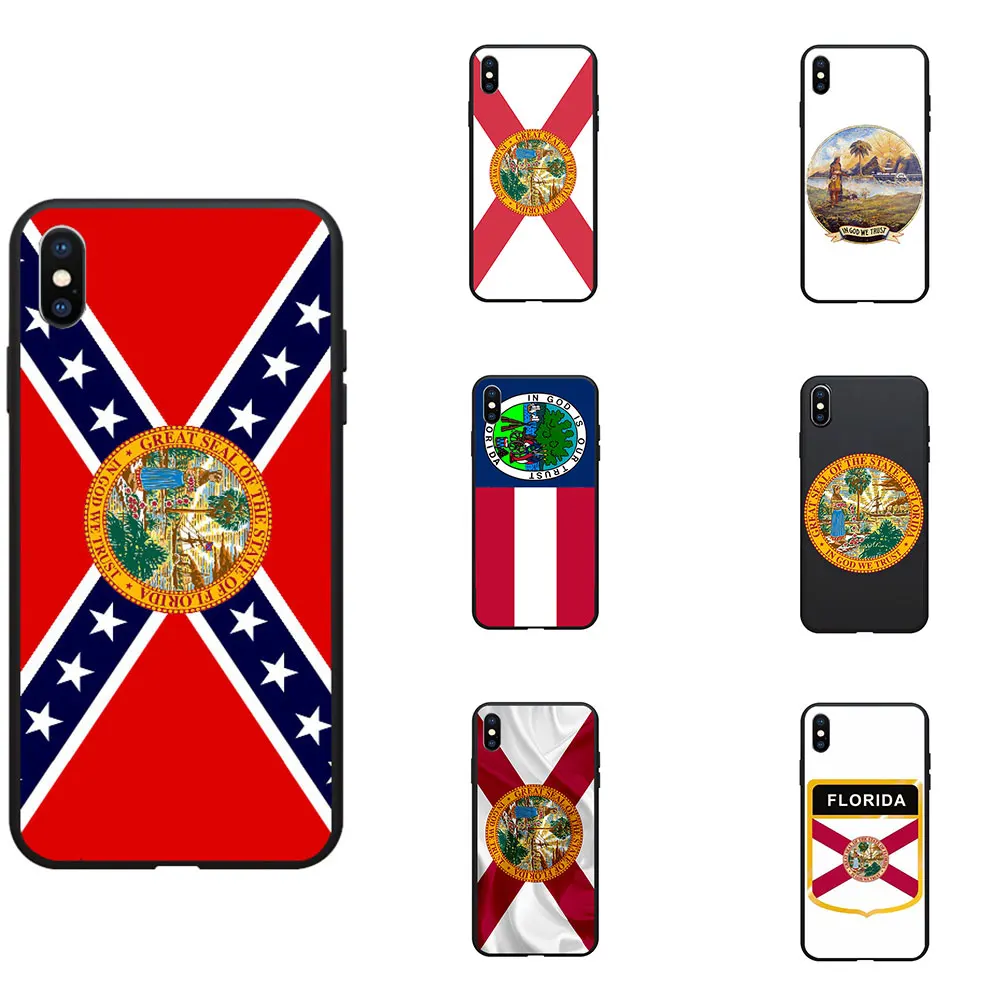 Мягкий ТПУ чехол для телефона с изображением флага США Флориды и логотипа iPhone 6 7 8
