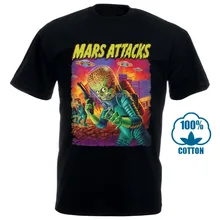 Mars Attacks Movie Мужская футболка атакующий инопланетянин с блюдцем заполненное небо
