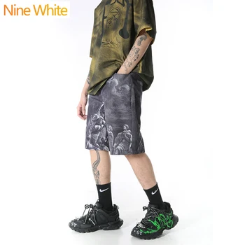 

2020 Summer Hip Hop Shorts Jogger Harajuku Shorts Street Wear Historical Totem Print Elastic Waist Sports Shorts Loose Cotton