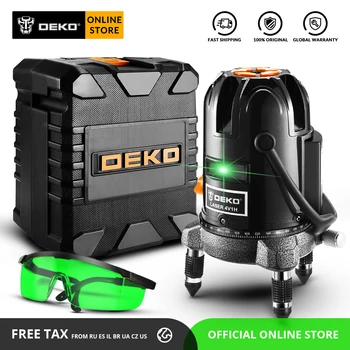 DEKO LL57/LL58 зеленый самонивелирующийся 5 линий 6 точек горизонтальный и вертикальный зеленый лазерный уровень 360 градусов регулировка