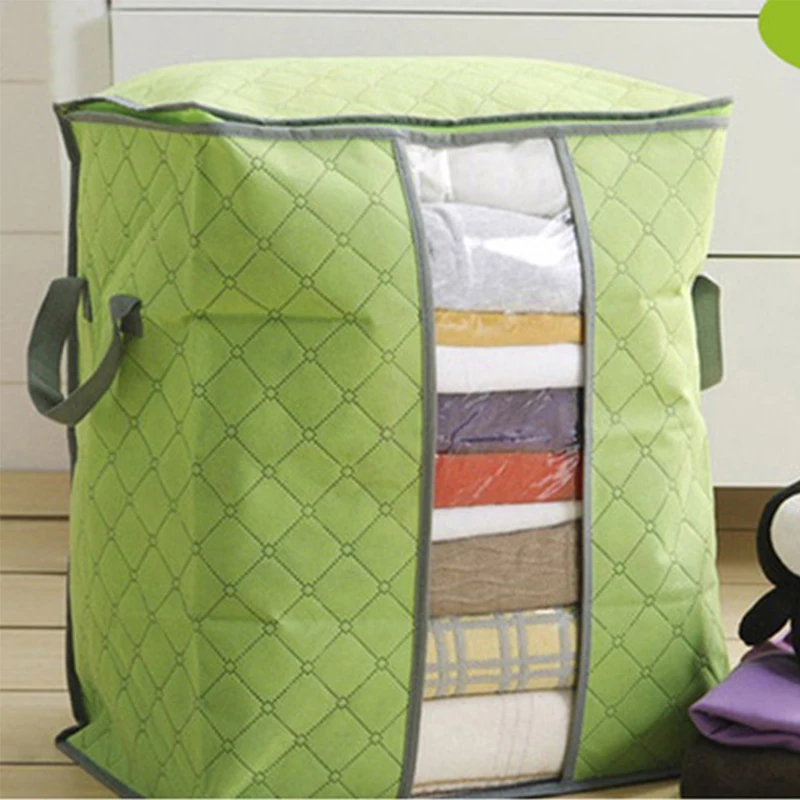 Foldable Storage Box Portable Clothes Organizer Tidy Pouch Suitcase Non-woven Home Storage Box Quilt Storage Container Bag Box