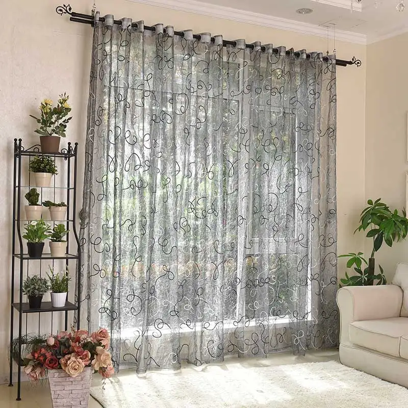 Sheer Curtains Window Curtains Decor Curtains Embroidered Curtains Modern Bird Nest Embroidered Tulle Curtains for Living Room Window Treatment Sheer Voile Curtain for Bedroom Home Decer