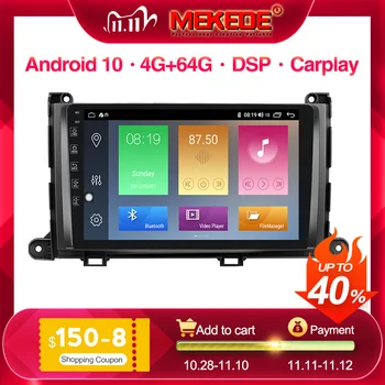 

9" Android 10 4G+64G Car Gps Dvd Player For Toyota Sienna 2010-2014 Car Radio Multimedia Navigation Stereo Head Unit 2 Din Nodvd