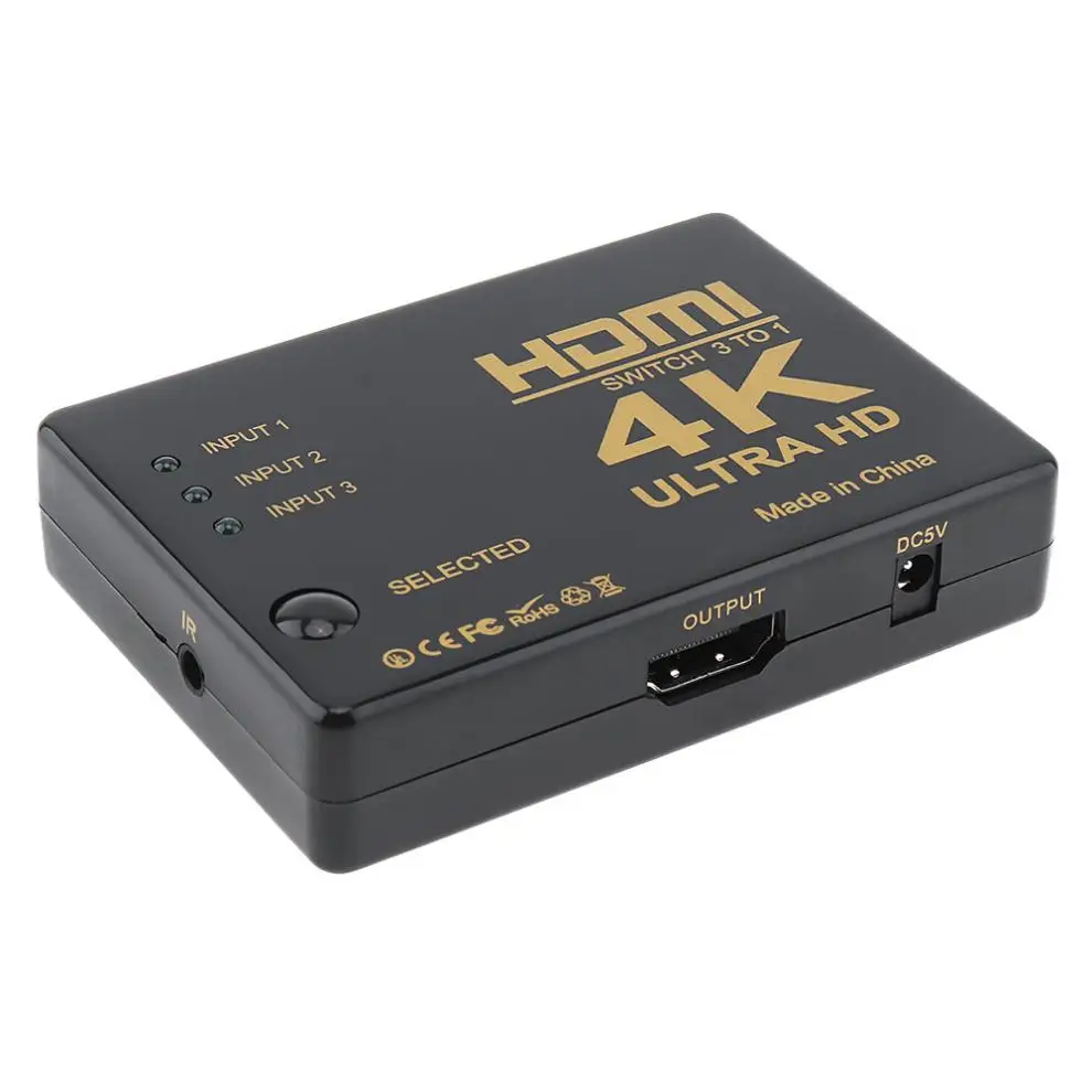 4K Ultra HD HDMI переключатель 3 в 1 коммутатор сплиттер коробка конвертер адаптер подходит для DVD/HDTV/Xbox/PS3/PS4/Xiaomi