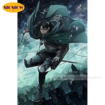 

Levi DIY Attack On Titan Diamond Painting Full Square Round Cross Stitch Diamond Embroidery Decor Bedroom Wall Best Friend Gift