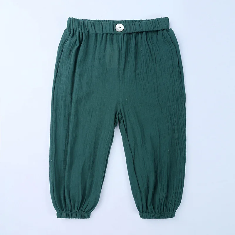 Children Cotton Linen Casual Pants Summer New Style Men And Women Children Korean-style Anti Mosquito Pants Loose-Fit Child