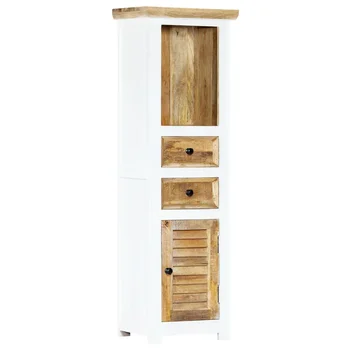 

vidaXL Highboard White and Brown 40x30x128 cm Solid Rough Mango Wood