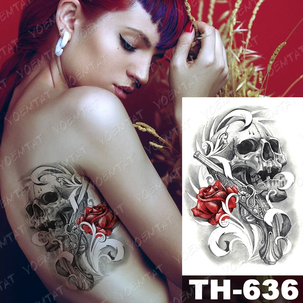 Anime Waterproof Temporary Tattoo Stickers Fox Dragon Wolf Monster Gun Old School Flash Tatoo Women Men Body Art Fake Tattoos Tattoo Sticker Temporary Tattoos