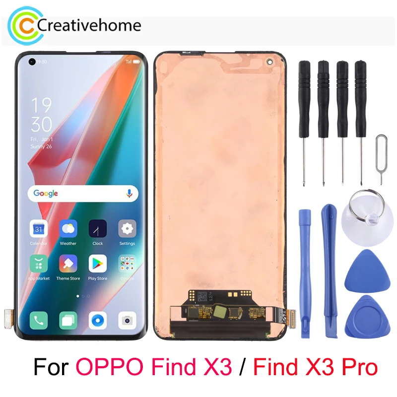 Оригинальный ЖК-экран Ltpo AMOLED и дигитайзер в полной сборке для OPPO Find X3 / Find X3 Pro CPH2173 PEEM00 пеm00
