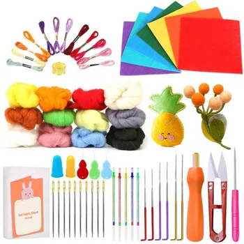 

LMDZ Needle Felting Kit - Felting Tools Kit Including Felting Needles, Felt Fabric Sheet, Wool Roving Yarn, Foam Mat