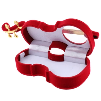 

Fashion Violin Design Velvet Ring Box Earring Necklace Jewelry Storage Case