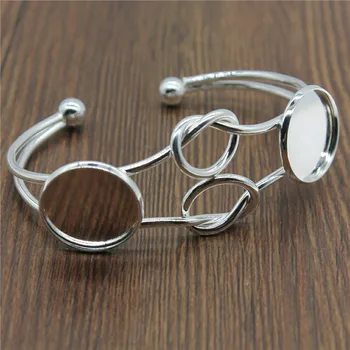 

New Style 2piece Glass Cabochons Knot Adjustable Bangle Base Blank Bezel Blank Jewelry Making DIY Craft Accessory