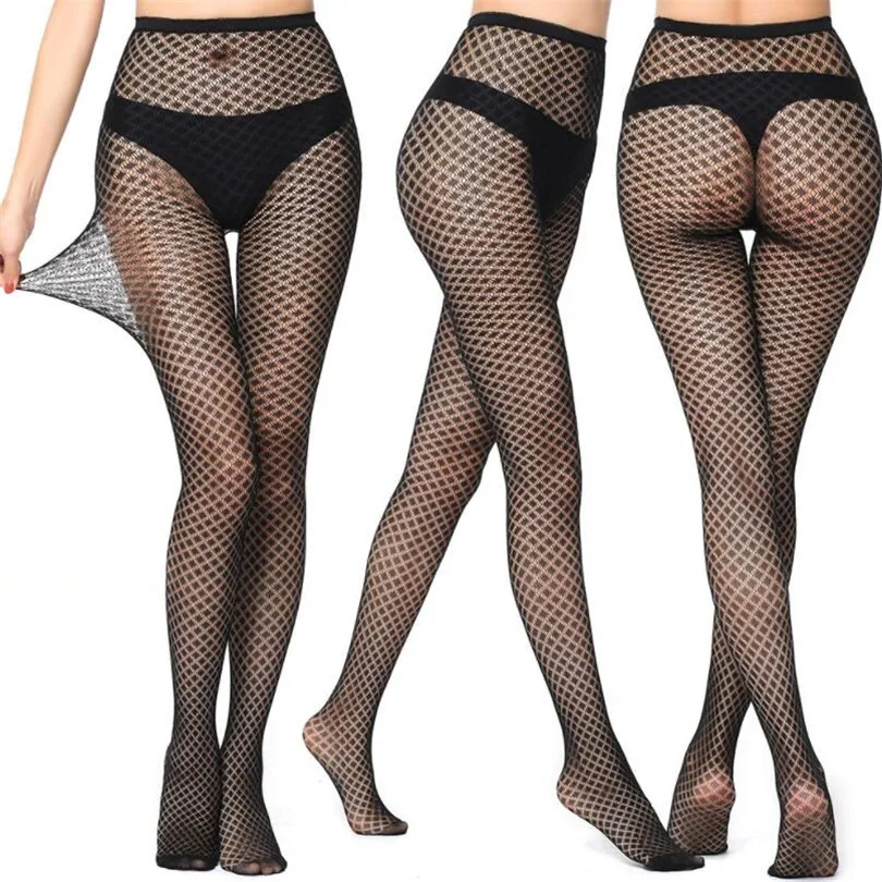 CHSDCSI Women Tights Sexy Fishnet Pantyhose Hollow Out Women Stockings Plus Size Tights Transparent Jacquard Balck Stockings