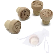50pcs Personalized Engraved Wood Wine Stopper Laser Cork Bottle Toppers Gift T stopper Wedding Party Company Logo Decor Favor