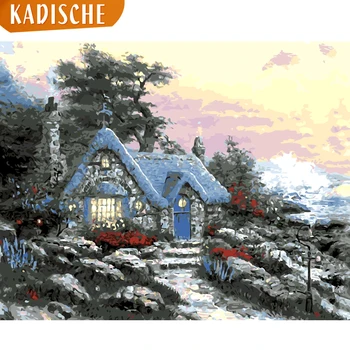 

KADISCHE Painting By Numbers Scenery DIY Oil Coloring By Numbers Snow hut Canvas Paint Art Pictures Home Decor