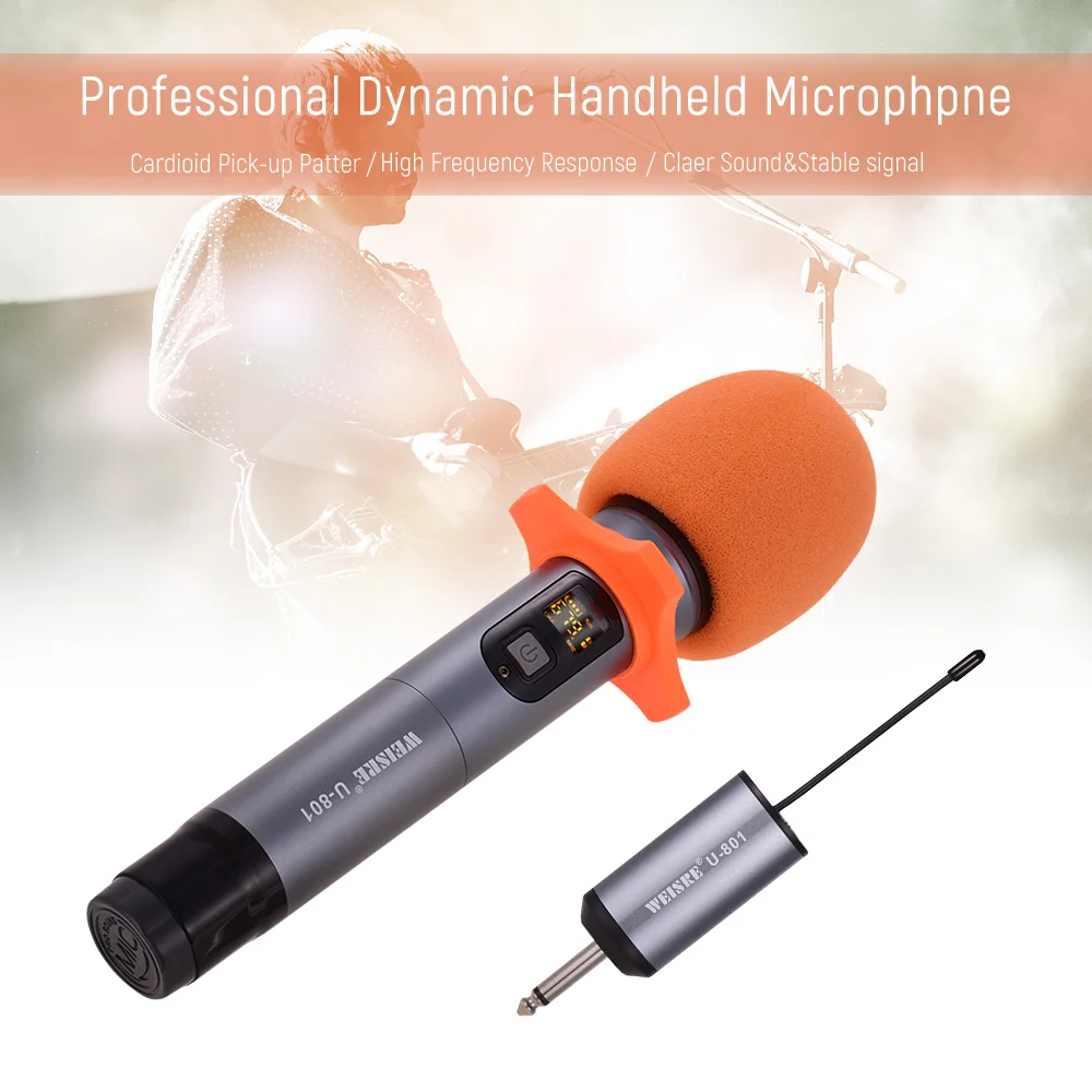 

UHF Handheld Wireless Microphone Mic with Mini Receiver 50 Channels for Karaoke Business Meeting Speech Home Entertainment
