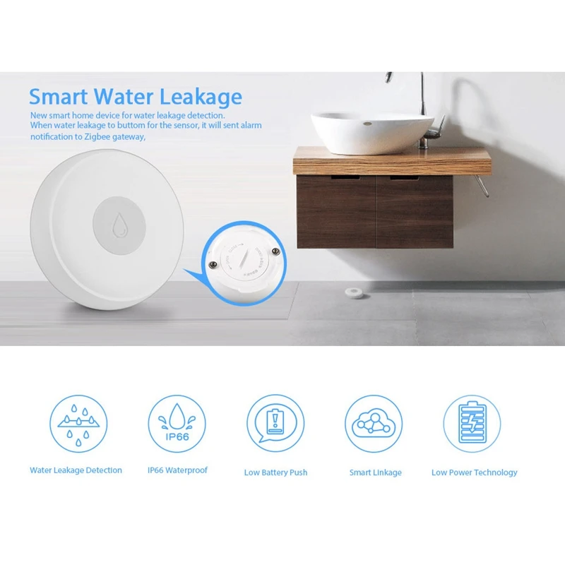 Датчик утечки воды Zigbee беспроводная лампа с оповещением об обнаружении уровня