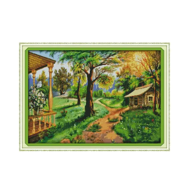 

Rural scenery cross stitch kit lanscape garden 14ct 11ct count printed canvas stitching embroidery DIY handmade needlework