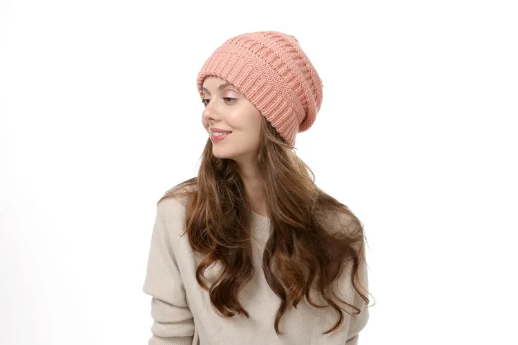 Осенне-зимняя однотонная женская шапка бини вязаная теплая шерстяная шапка эластичная уличная Лыжная шапка с черепом для мужчин и женщин унисекс