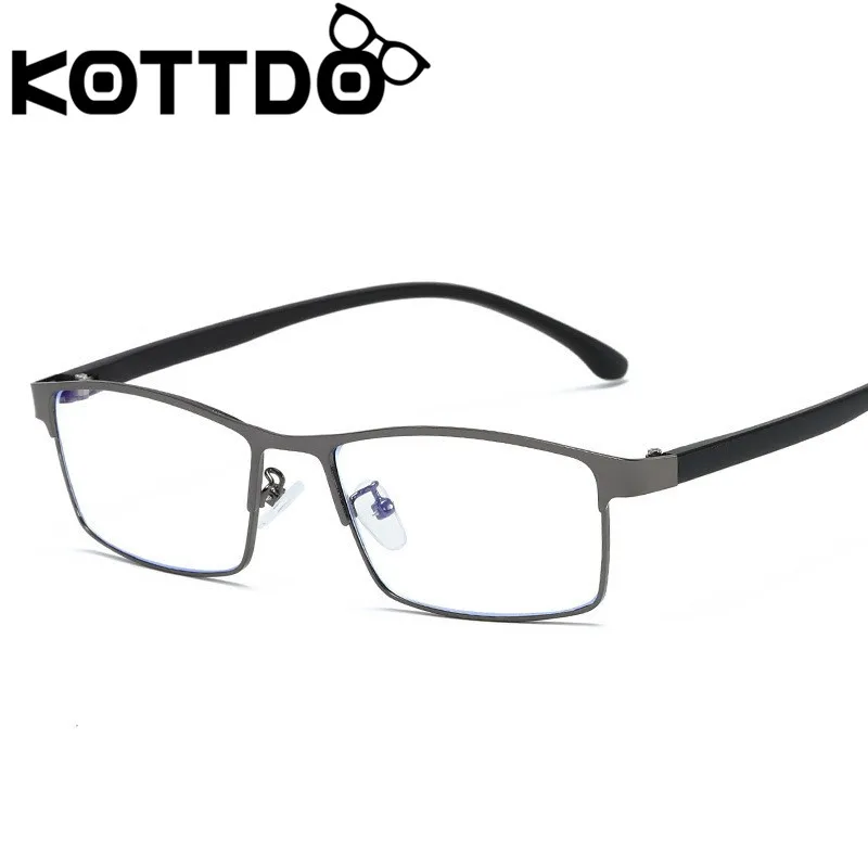 Eyeglasses Frames KOTTDO Vintage Square Optical Eye Glasses Frames Metal Men Fashion Classic Business Clear Transparent Frame Eyeglasses oculos