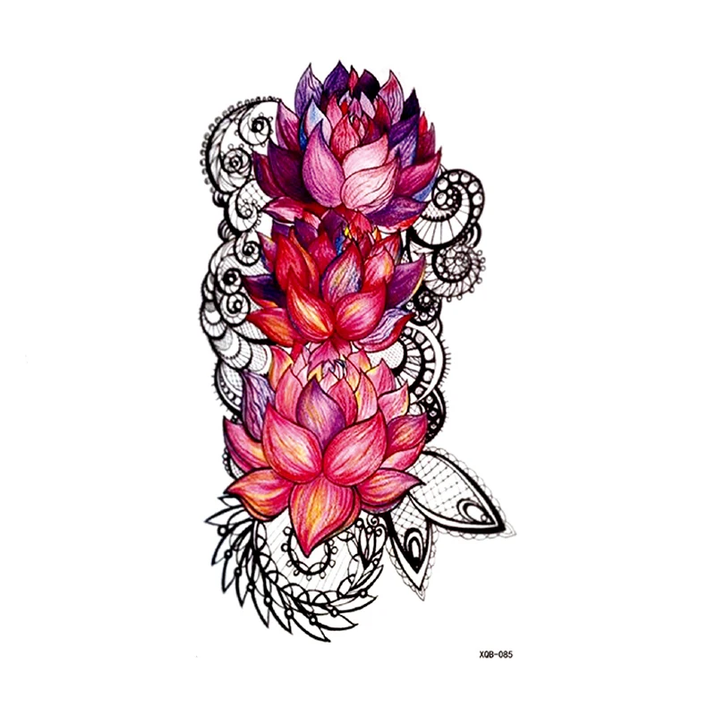 Blume Lotus Rose Temporäre Tattoo Aufkleber Tattoo Männer Henna Tattoo Body Art Tattoo Wasserdichte temporäre Tattoos Ärmel – Detail 9