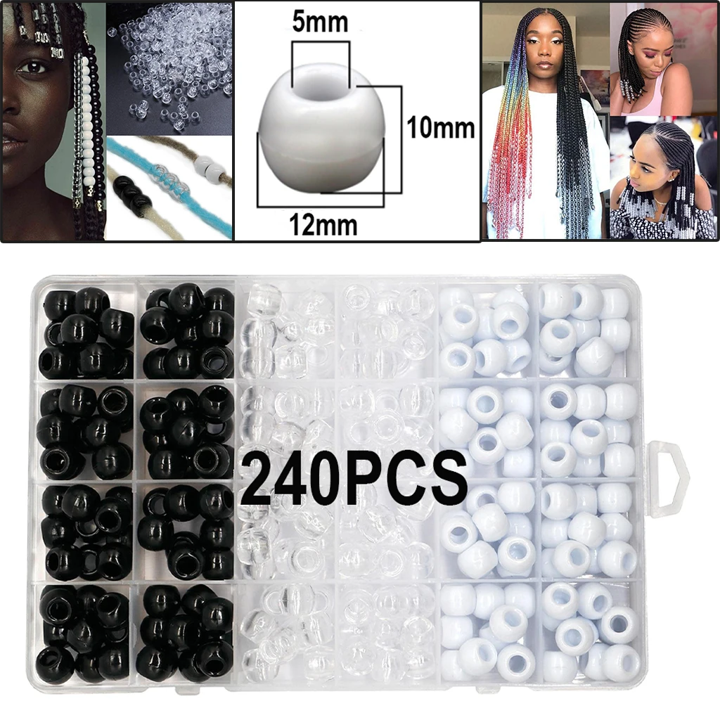 Anglosphere - 410 Pcs 2 Beaders Included for Kids All Ages Beads Jewelry Making Kit DIY Hair Braiding Bracelet Ornaments Crafts Large Round Pony 