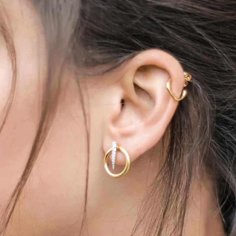 

100% Real 925 Sterling Silver Geometric Earrings Round and Conical Shape Stud Earrings Simple Jewelry for Women Girls