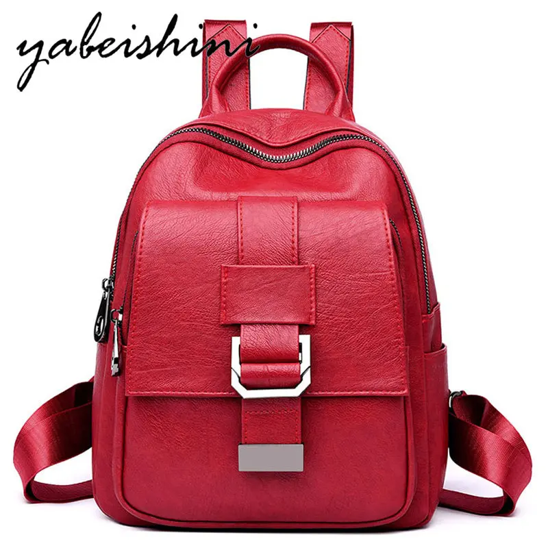 

New Women Leather Backpacks Vintage Female Shoulder Bag Sac a Dos Travel Ladies Bagpack Mochilas School Bags For Girls Preppy