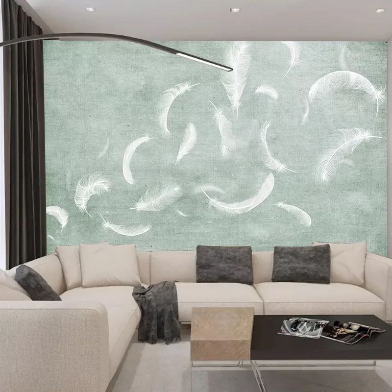 

Northern European-Style Elegant Feather Modern Minimalist TV Backdrop Wallpaper Living Room 3D Wallpaper Bedroom Seamless Wall C
