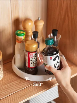 

360Rotatable Kitchen Storage Box Condiment Storage Creative Multi-purpose Fruit Tray Cosmetic Storage Tray Shelf Kitchen Tools
