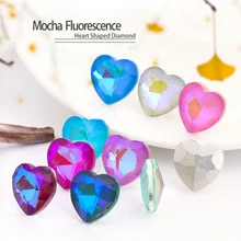 

Astrobox Loose Bead Ordinary Glass Heart Mocha Fluorescence Crystal Rhinestone Decorative DIY Clothing Decoration Jewelry Making