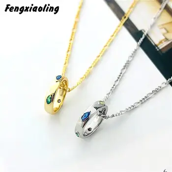 

Fengxiaoling 2020 Fashion Luxury 925 Sterling Silver Women Necklaces Simple Circle Color Zircon Statement Necklace Fine Jewelry