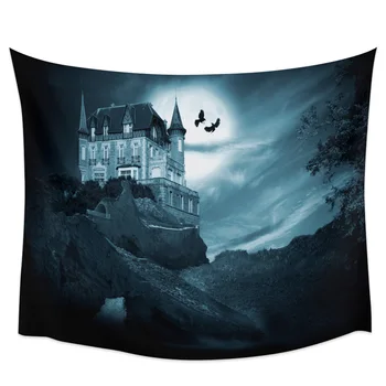 

Halloween Witch Moon Castle Bat Horror Wall Decor Coverlet Wall Art Curtain Blanket Bedding Scarf Throw Towel Yoga Mat Bed