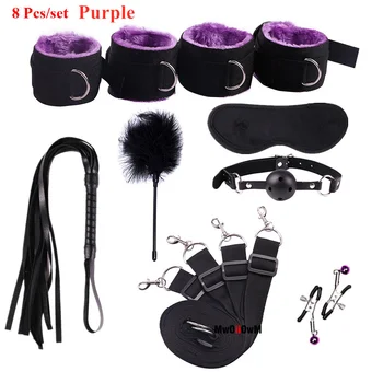 Sex Toys For Woman Men BDSM Bondage Set Under Bed Erotic Restraint Handcuffs & Ankle Cuffs & Eye Mask Adults Games for Couples 5