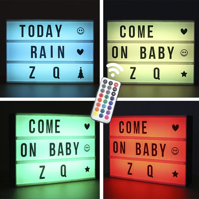 

LED Color Changing DIY Letter Combination USB A4 RGB Light Box Night Lamp With Remote Control