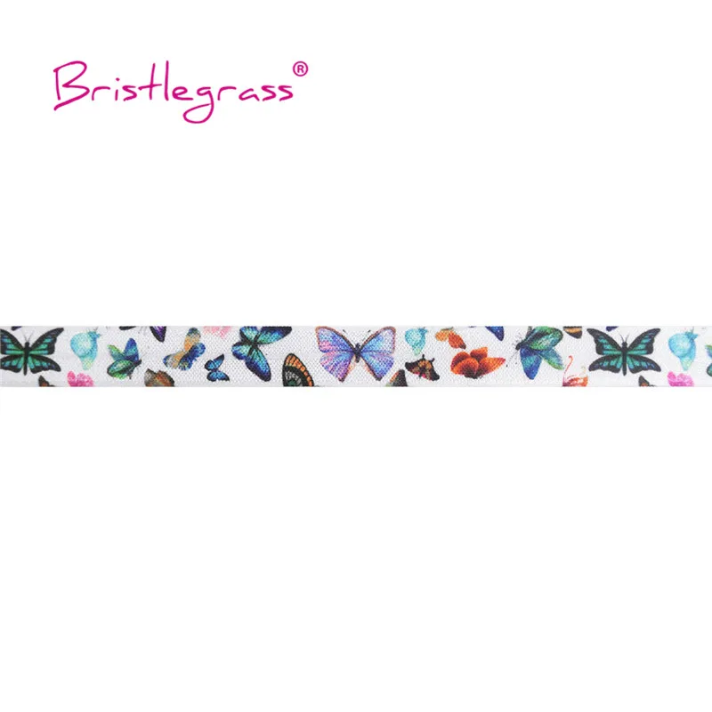 BRISTLEGRASS 2 Yard 5/8" 15mm Fox Dog Cat Rose Flower Floral Print FOE Fold Over Elastic Spandex Band Hair Tie Dress Sewing Trim