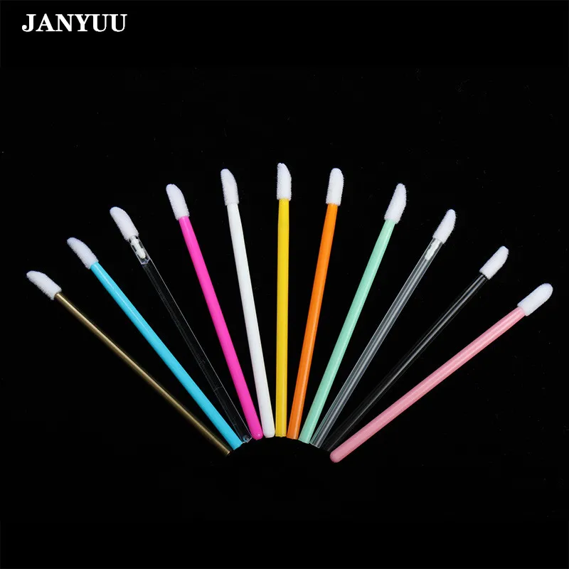 

Fashion 500 pcs/Lot 7 Colors Lipstick Gloss Disposable Lip Brush Pen Wands Applicator Brush Professional Beauty Makeup Tools