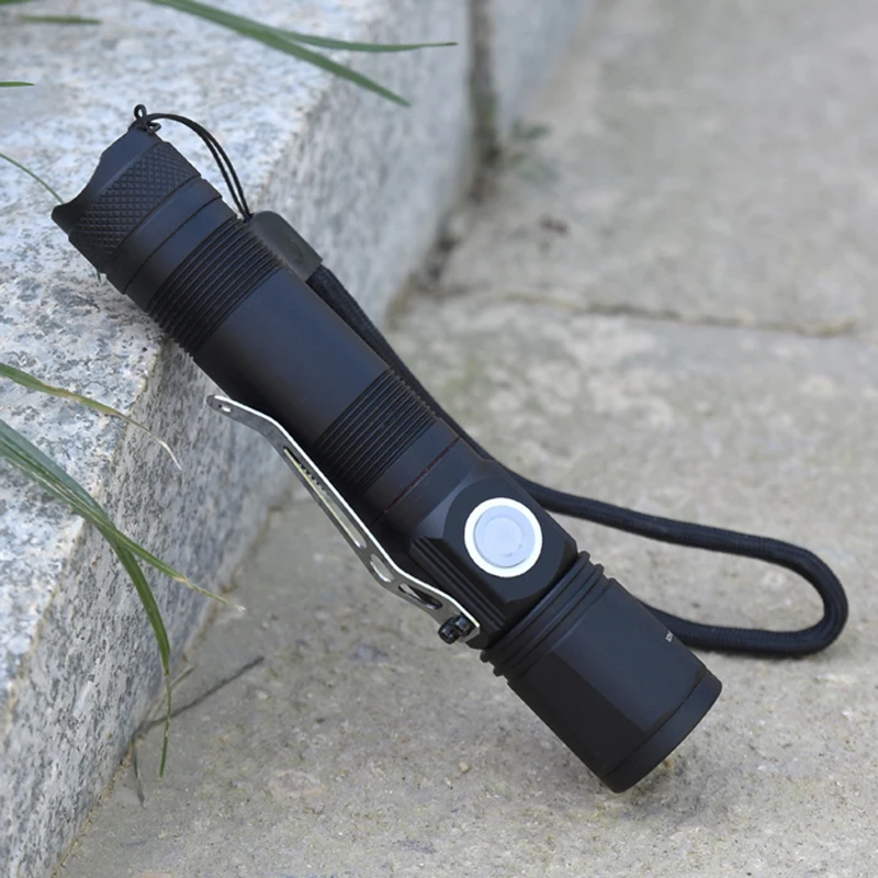 Litwod Z201301 Micro USB Rechargeable LED Flashlight Torch XML T6 Zoomable 5 Modes Aluminum Lanterna power by 18650 battery