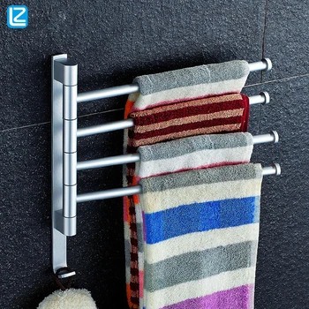 

Bathroom Rotating towel rack Hole free installation Toilet space aluminum movable towel bar