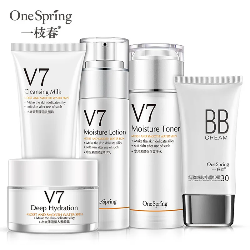 

Yi Zhichun V7 Face without Makeup Water Light Moisturizing Five Pieces Set Face Kits Water Moisturizing Nourish Skin Care Set