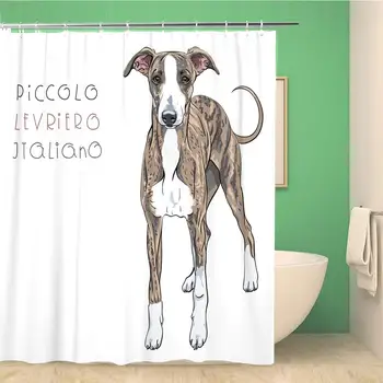 

Bathroom Shower Curtain Brown Amused Dog Breed Italian Greyhound The Red Animal 72x78 inches Waterproof Bath Curtain Set with