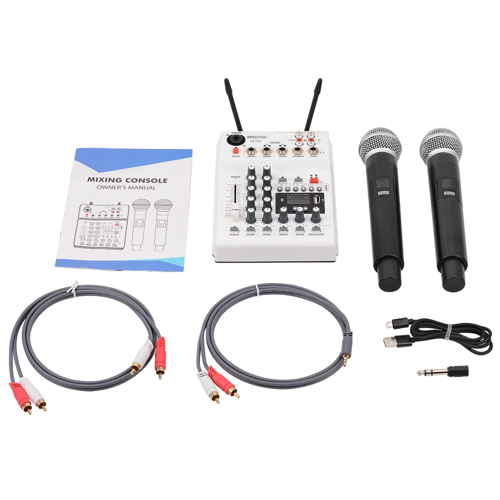 IM-220 аудио DJ микшер KTV Микрофон Моно USB AUX вход 2 канала ручной UHF беспроводной микрофон 48 В Phantom для KTV