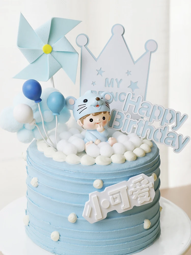 Decoration De Gateau Couronne Avec Souris Pour Garcon Et Fille Rose Et Bleu Avec Moulin A Vent Joyeux Anniversaire Fournitures De Fete Pour La Journee Des Enfants Jolis Cadeaux Aliexpress