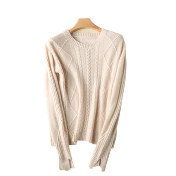 

O-Neck Atmosphere Pure Colors Female Knitwear Long-Sleeved Double Thick Thickened Women Pullover Europe United States Style 2020