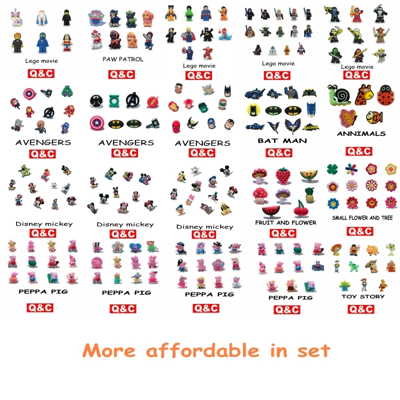 

5-16pc Avengeres Sesame Street Star Wars Mickey PVC Shoe Charms Accessories Fit Bands Bracelets Croc JIBZ Shoe Buckles Ormaments