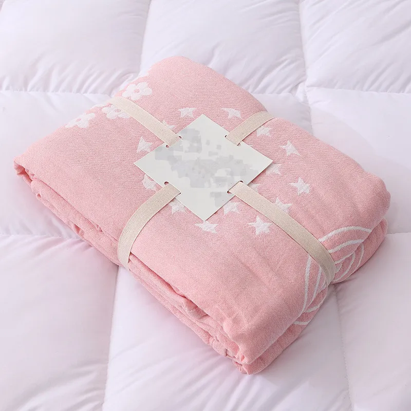 Pale Pink Хлопковое муслиновое Клетчатое одеяло для кровати, тонкое одеяло, осенняя простыня, Марлевое покрывало для кровати, двуспальное одеяло для дивана, зимнее одеяло s - Цвет: Pale Pink